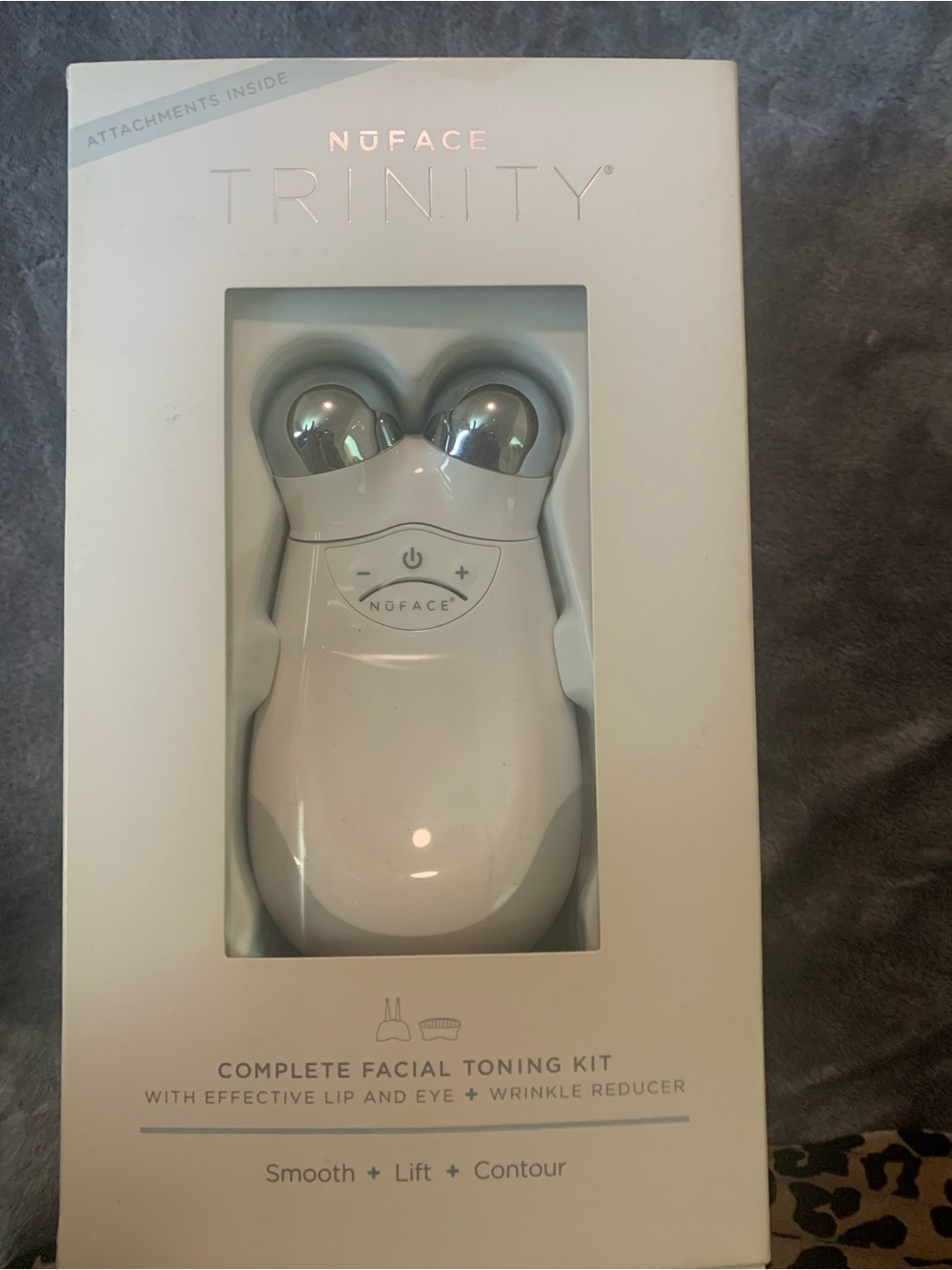 NuFace Trinity Microcurrent Facial Toning Device in White with Silver Spheres